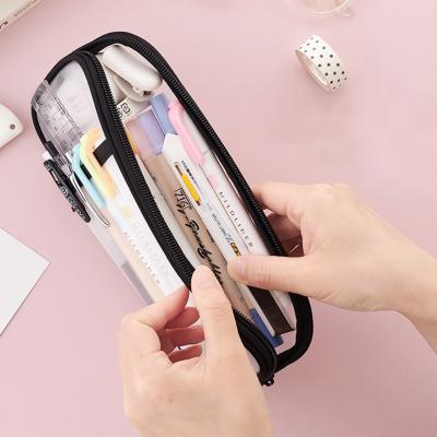 China Schools & Offices Large Capacity Cosmetic Bag Stationery Organizer Storage With Zippers Bags For Office/School Pencil Bag Custom for sale