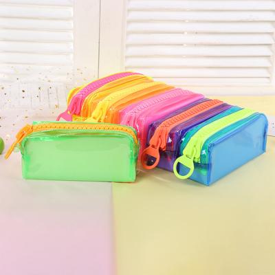 China Fashion\New Comfortable\Durable Transparent Candy Color Pen Bags Korean Waterproof Solid PVC Pencil Bags School Student Stationery Supply for sale