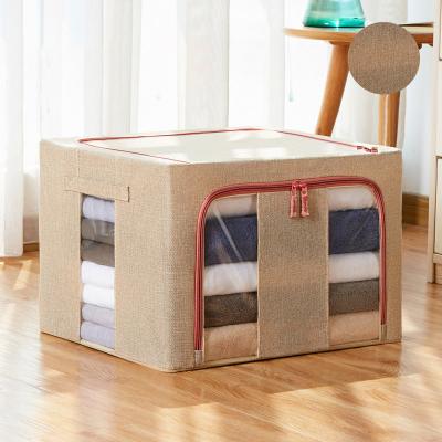 China New Durable Non Woven Clear Clothing Organizer Storage Bag Folding Window Clothes Organizer Covering Quilt Closet Boxes for sale