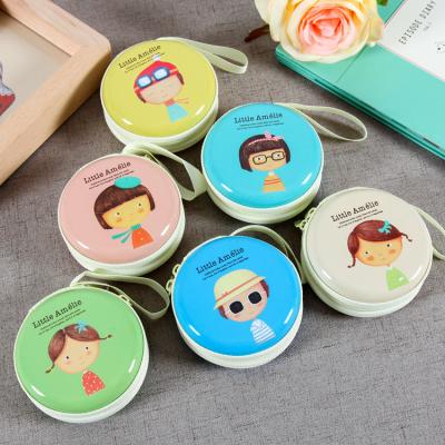 China Cute Fashion Tinplate Round Cartoon Purse Pouch Coin Purse Kids Storage Bag Cute Girl Purse for sale