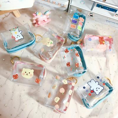 China New Design Fashion Cute Girl Bags Transparent Cute PVC Cartoon Printing PVC Storage Bag Zipper Coin Purse for sale