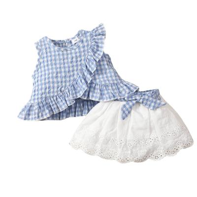 China New Summer Washable Girls 2 Pcs Sets Baby Skirt Dress Children Suit Top Children Cotton Clothes Elegant Clothing Cotton for sale