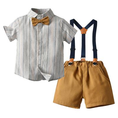 China Summer Baby Boy Formal Shirt Suit Kids Ties Short Two Piece Shorts Clothing Set Wholesale for sale