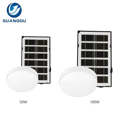 China Surface Mounted ABS High Quality Round 50w 100w Modern Remote Control Indoor Solar Led Ceiling Light for sale