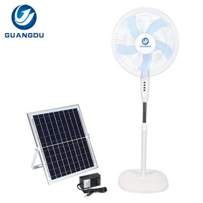 China Solar Panel + Fan Guangdu Die Casting Aluminum Third Gear 20w 16inch Oscillating Solar Floor Fans for sale