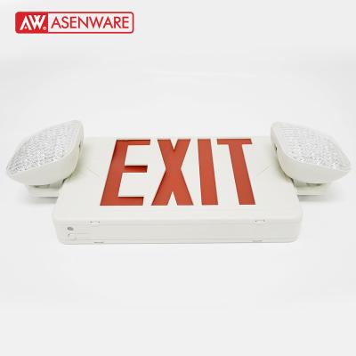 China For use only indoor rechargeable emergency light exit sign with twin lamp head for fire escape for sale