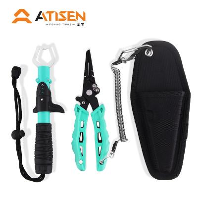 China ATISEN Stainless Steel Practical Outdoor Fishing Household With Handle Accessories Fish Tongs Control Fish Non-slip Handle for sale