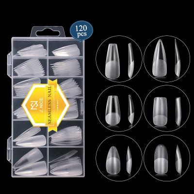 China Easy Apply Wholesale 120Pcs Clear Nail Tips Different Sizes Clear Matte Full Cover Fake Acrylic Nails Tips Cover 6 Shape for sale