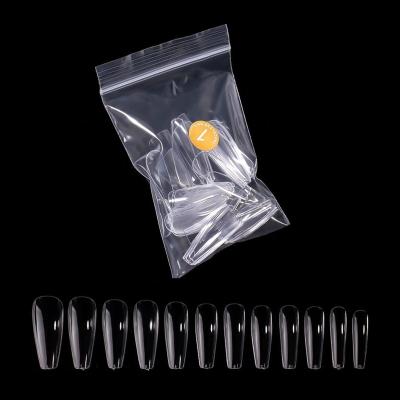 China Easy Apply Clear Coffin Nail Tips Full Cover Wholesale Fake Tips Artificial Press On Nails Acrylic Transparent Nail Tips for sale