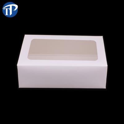 China Recyclable Foldable Custom Printing Luxury Donut Pastry Packing Box With Window for sale