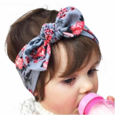 China Fabric Kids Baby Fashion Bohemian Hair Accessories Print Knotted Headband Rabbit Ears Headband for sale