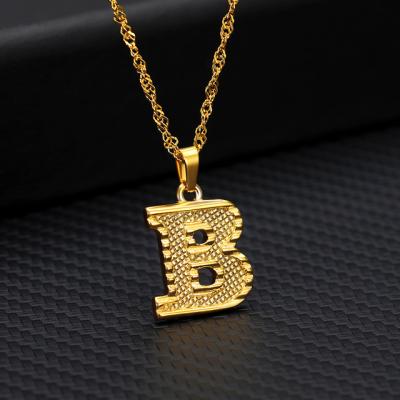 China Hiphop 18K Gold Plated Stainless Steel Pendant Jewelry A-Z Alphabet Necklace for sale