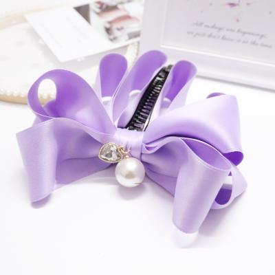 China FASHION Pearl HANDS Ribbon Ponytail Hair Bow Banana Hair Claw Hair Clip For Women Holder for sale