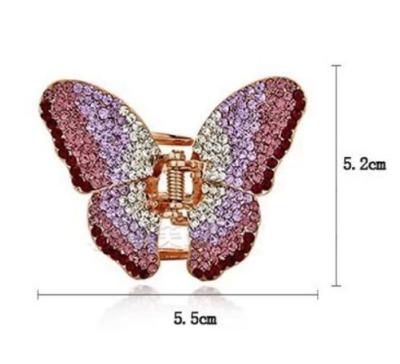 China Fashion Girl Fashion Gradient Colored Rhinestone Butterfly Alloy Jaw Clip for sale