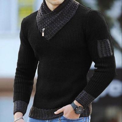 China Anti-wrinkle Amazon style warm fall and winter plus size sweaters man sweater pure color custom made sweater for sale