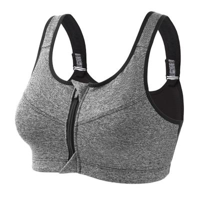 China Wholesale custom breathable nylon adult women spandex ladies sexy sports sportswear plus size tank top bra fitness zipper up sports bra for sale