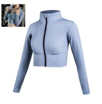 China Breathable Sports Wear Long Sleeve Full Sleeve Cropped Zipper Fitness Seamless Women Gym Yoga Jacket for sale