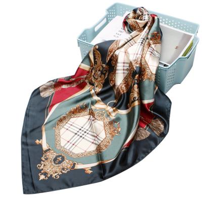 China Wholesale Good Quality Square 90x90 Customize Silk Satin Scarf for sale