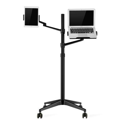 China (Size) UPERGO Adjustable Tablet and Laptop Floor Stand, 2-in-1 Rolling Double Adjustable Arm, Applicable to 4.5~13