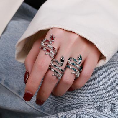 China Hiphop Ring Tidal Cool Female Finger Snake Freeze Is Irregular Drop Index for sale