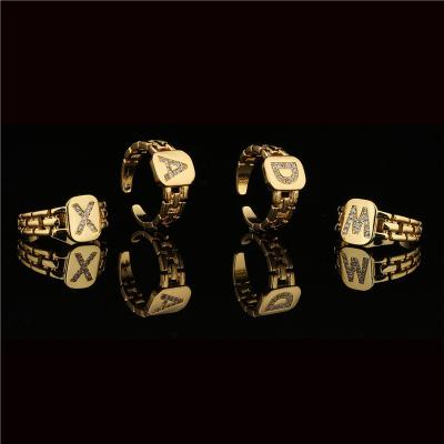 China Hiphop Border Wish New Amazon 26 Letter Soft Ring With Adjustable Geometric Pattern Opening for sale