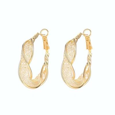 China Hiphop new dug mesh tube wrapped with retro, simple and fashionable crystal earrings and earrings for sale