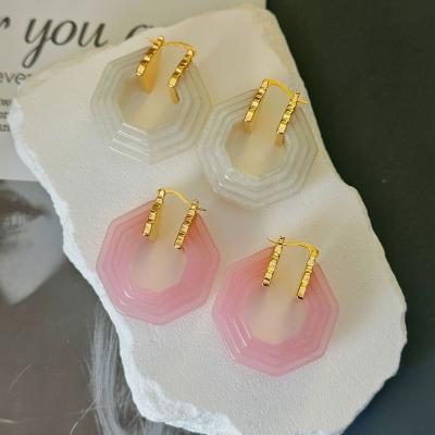 China Wholesale Hiphop Vintage Simple Hexagon Diamond Shaped Acrylic Earrings French Women's Earrings Can Be Customized for sale