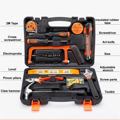 China Household Repair Tool 12pcs Household Repair Tool Kit Home Use Carbon Steel And Alloy With Suitcase for sale