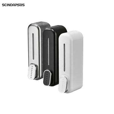 China Nail Free Wall Mounted Soap Dispenser 300ml Hand Press Soap Dispenser Double Heads White Or Coated Or Plated for sale