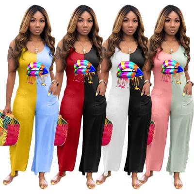 China Women Printed One Piece Viable Plus Size Clothing Long Wide Leg Loose Overalls Rompers For Ladies for sale