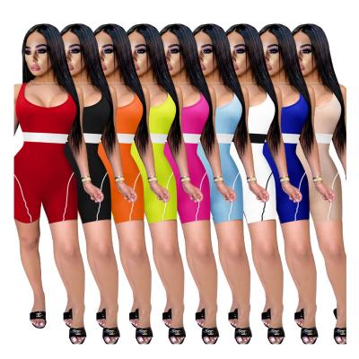 China SAYZ8020 Plus Size Summer Training Jogging To Use Women Sleeveless Plus Size Yoga Fitness One Piece Overalls for sale