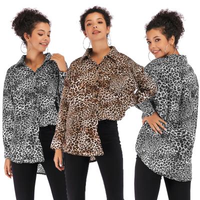 China Sustainable Leopard Print New Styles SA5926 Loose Women Long Sleeve Chiffon Blouse for sale