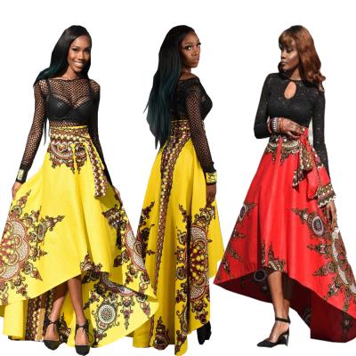 China Shorts SAF0780 workable in the front long in high waist a-line back asymmetrical plus size fashion women african print maxis skirts for sale