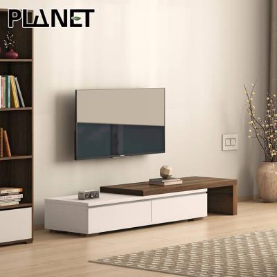 China Modern Cabinet (Other) Design Combination TV Cabinet Nordic White Wooden Adjustable Farmhouse Small TV Stand for sale