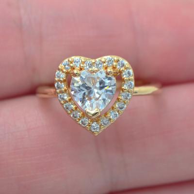 China CLASSIC 18K Gold Plated Women's Clear CZ Cubic Zircon Love Heart Wedding Ring Jewelry for sale