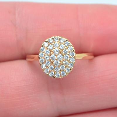 China CLASSIC 18K Gold Plated Women Clear CZ Cubic Zircon Oval Cocktail Ring Jewelry for sale