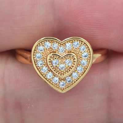 China CLASSIC 18K Gold Plated Women's Clear CZ Cubic Zircon Eternity Love Hearts Ring Jewelry for sale