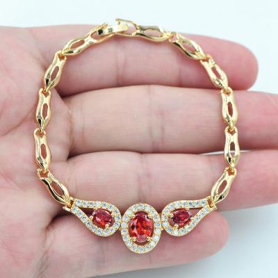 China TRENDY 18K Gold Plated Women's Beautiful Oval CZ Cubic Zircon Bracelet Jewelry for sale