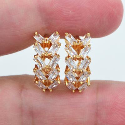 China Trendy Women Girl Fashion CZ Clear CZ Cubic Zircon Huggie Earrings Jewelry 18K Gold Plated TRENDY for sale