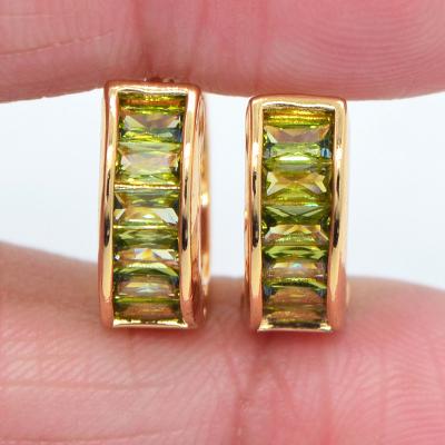 China 2023 TRENDY Fashion 18K Gold Plated Multicolor CZ Cubic Zircon Huggie Earrings Women Jewelry for sale