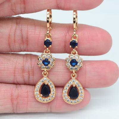 China TRENDY 18K Gold Plated Luxury Cubic Zircon CZ Water Drop Wedding Earrings Women Jewelry for sale