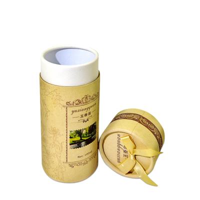 China Customized Design Recycled Paperboard Eco Friendly Recycled Materials Craft Kraft Paper Round Cosmetic Tube Packaging With Ribbon Bow for sale