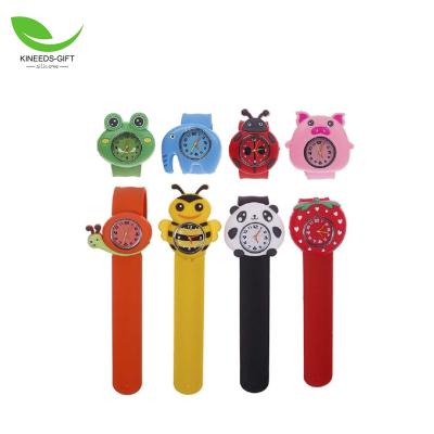 China Wholesale Cheap Promotional Multiple Time Zone Boys Lovely Upper Girls Fashion Silicone Animal Slap Wrist Watch Children Flash Silicone Cartoon Slap Watch for sale