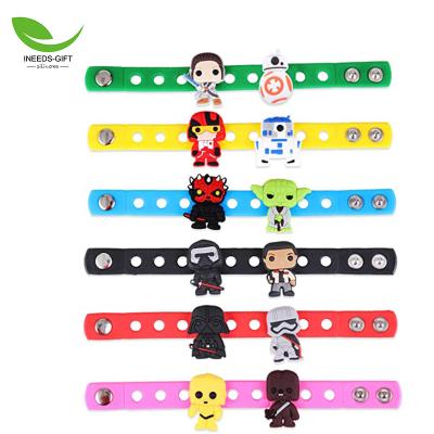 China Party Gift Customized Silicone Wristbands Wristband Kids Boys Girls Party Gifts Designer Shoe Decoration Cartoon PVC Wristband Charms for sale