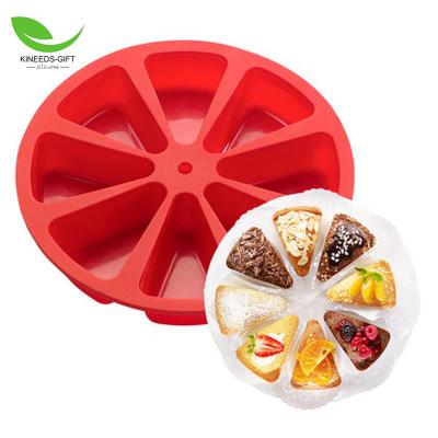 China Viable 10 Triangles Cavity Silicone Cake Mold Round Flexible DIY Handmade Soap Mold For Pizza Slices Pan for sale