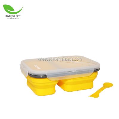 China Large Capacity Microwavable Silicone Lunch Container Oven Bowl Bento Box Folding Portable Microwave Food Storage Lunch Box for sale