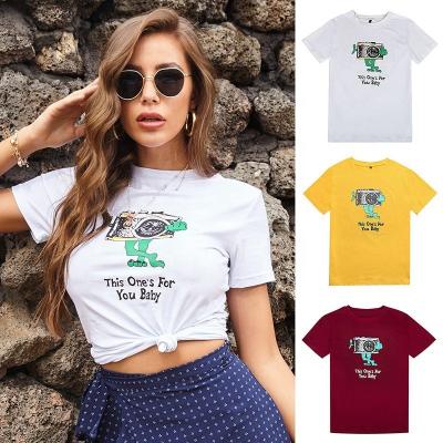 China 100% On Demand Anti-Wrinkle Wholesale Print T-shirt Cotton Woman Summer T-shirts Fashionable Women Graphic Tees for sale