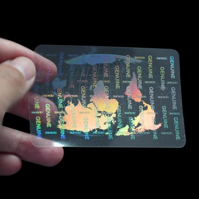 China Holographic Custom logo PET Transparent Holographic Film ID Card Anti-counterfeiting Sticker for sale