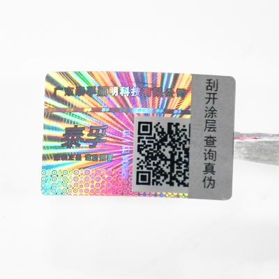 China Holographic high quality sticker label Holographic scrape coating sticker with series number qr code hologram for sale