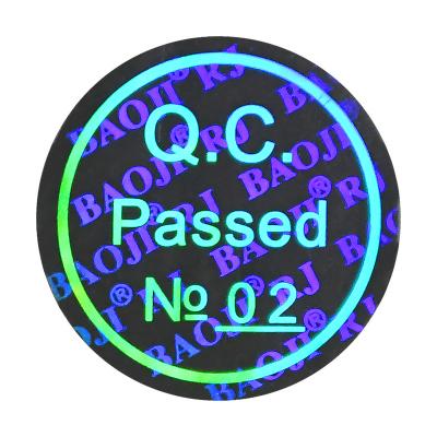 China Holographic Warehouse Inventory Quality Control Check Tested Pass Approval Circle Reflective Laser Hologram Waterproof Adhesive Labels for sale